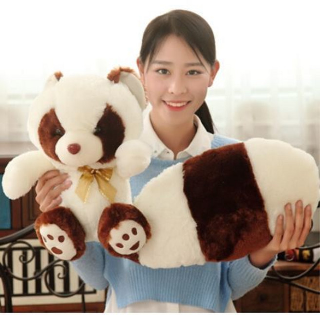 名創優品 長尾巴浣熊公仔毛絨玩具, 乳白色,高度/38厘米（尾巴50厘米）, 1個, 38cm