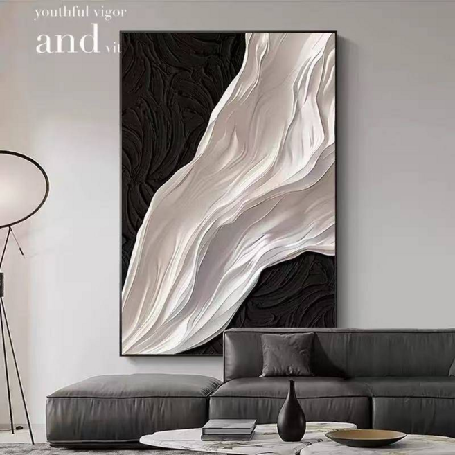 벽화 입체적 질감 심플하고 고급스러운 풍경 벽화, 흑백