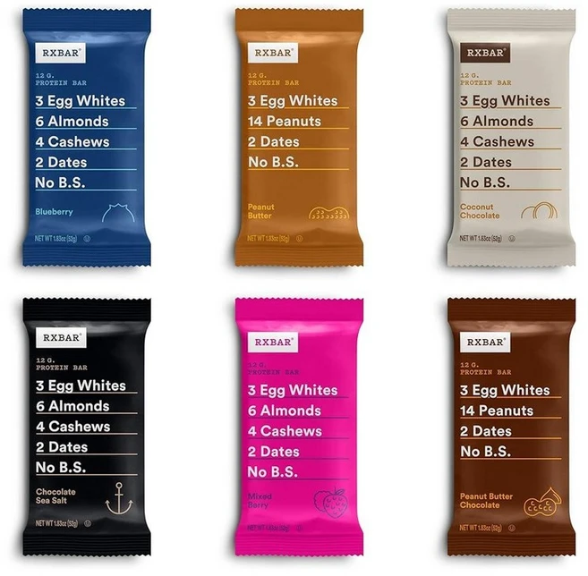RXBAR 알엑스바 단백질 바 6가지 맛 623.7g 12개입 단백질보충제, RxBar 12 Bars, 버라이어티 팩 - 쿠팡