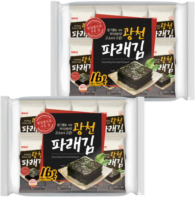삼육김 광천 파래 도시락김 16p, 64g, 2개
