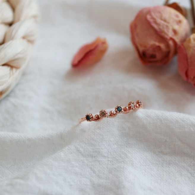 러프아일랜드 14k 크라운 러프다이아 물결 반지