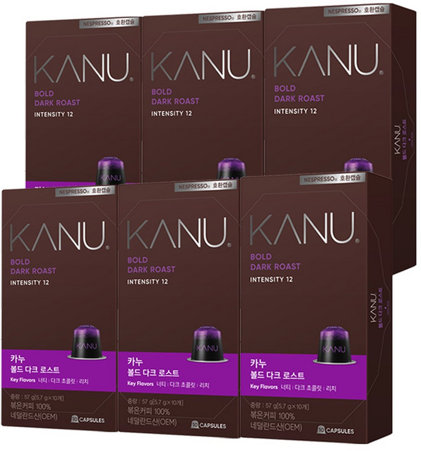 카누 볼드 다크 로스트 네스프레소 호환 캡슐 커피, 5.7g, 10개입, 6개