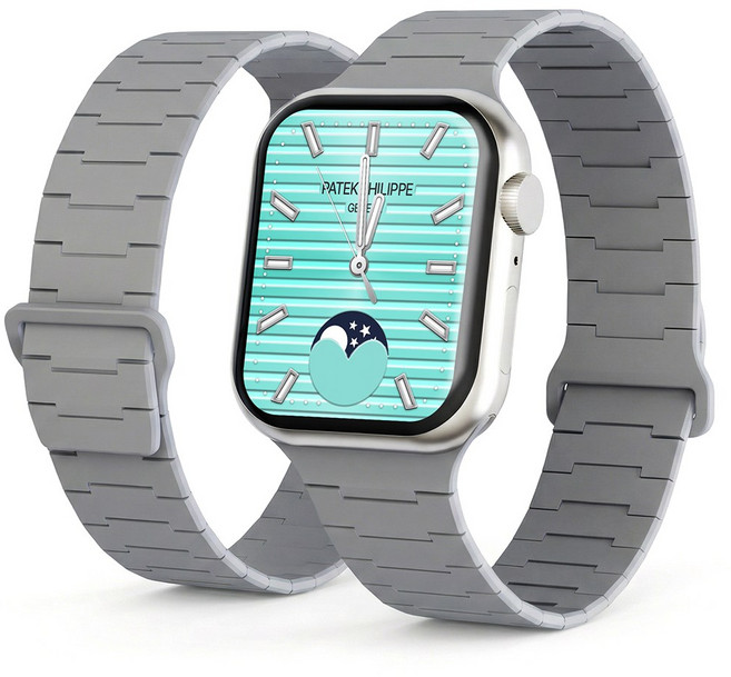 캘릭스 애플워치 호환 실리콘 버클링 마그네틱 스트랩, 라이트그레이, 1개