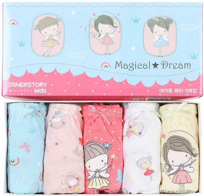 키즈라인 요정 아동속옷 삼각팬티 5매입 유아동 주니어속옷 아동팬티