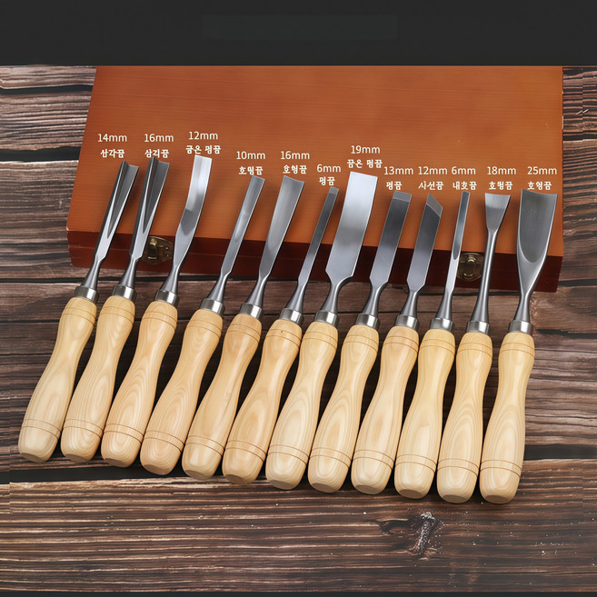 12종 목공 조각도 세트 둥근끌 우드카빙 목공예 원목 DIY 공구 목공 나무 플라스틱 목공용 조각도 공예칼, 12개입