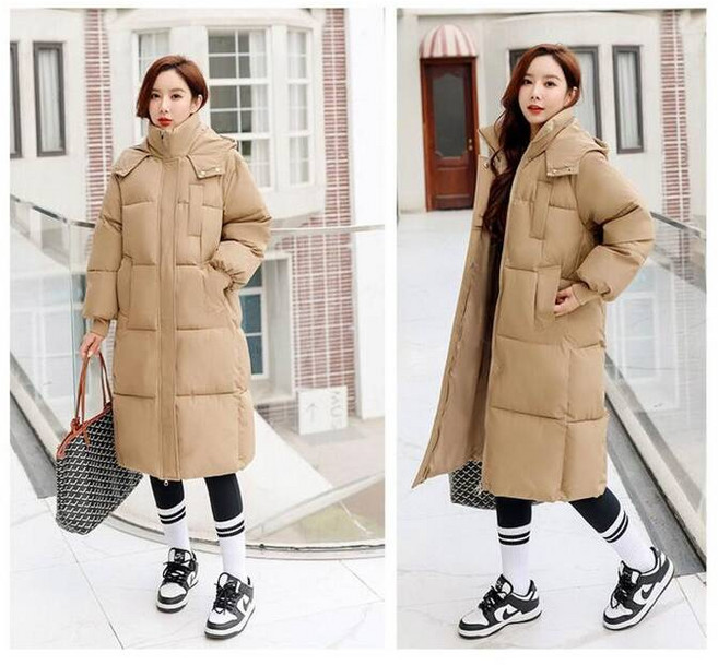 羽絨外套 女款 大尺碼 長版 連帽 防風 保暖 滑雪外套