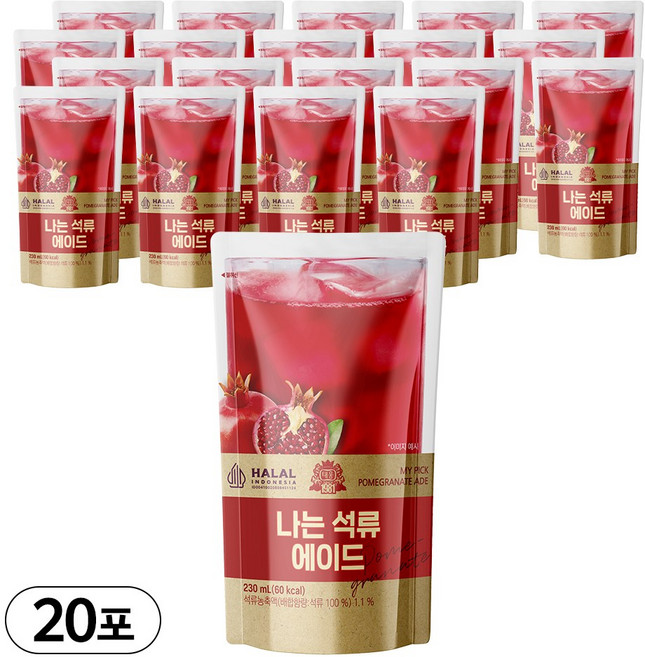 [태웅식품본사] 나는석류에이드 '새콤달콤한 붉은 과일 에너지 충전 음료', 20개, 230ml