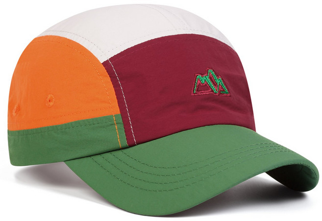 마운틴 자수 컬러블록 5패널 캡 남여공용 숏챙 모자