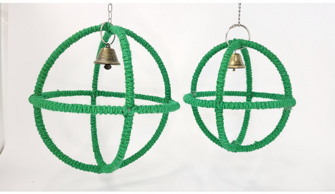 헬로앵무 지구본 로프 스윙 횃대, 대형, 1개, 그린