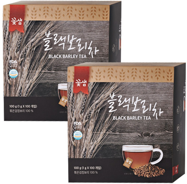 꽃샘 블랙 보리차, 1g, 100개입, 2개
