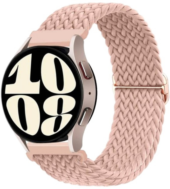 Fegwilde 20mm 22mm 갤럭시워치 버클형 브레이드 스포츠 솔로 루프 스트랩, 분홍색모래