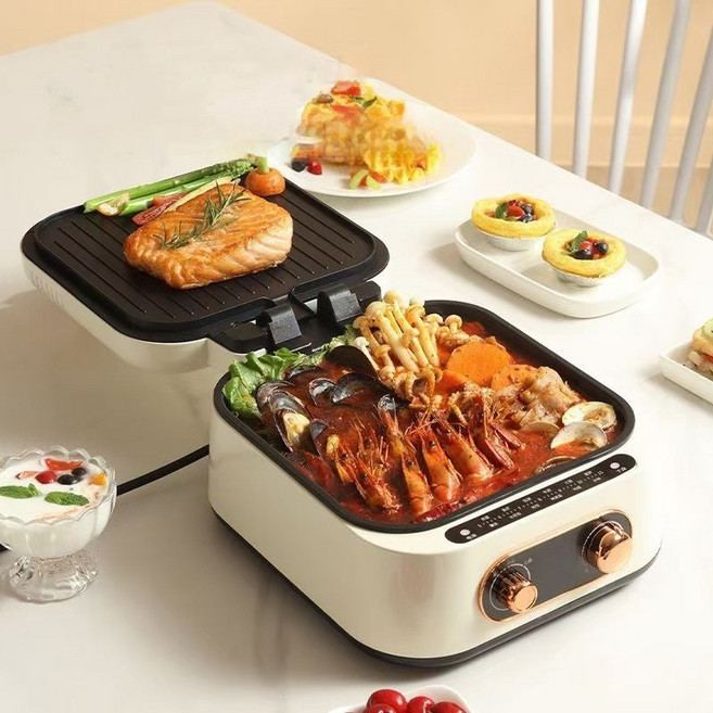대형 양면그릴팬 전기 그릴 논스틱양면팬, 화이트, 1개
