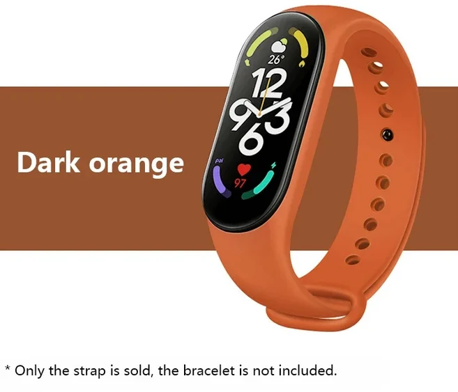 샤오미 미 밴드 실리콘 스트랩 시계 팔찌 교체 스포츠 스마트 액세서리 8 7 6 5 4 3 용, 37 Dark orange, 03 Mi Band 8