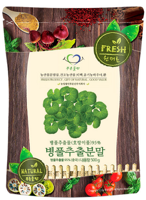 푸른들판 병풀 추출물 분말 가루 호랑이풀 고투콜라 먹는 허브 잎 차 파우더, 500g, 1개