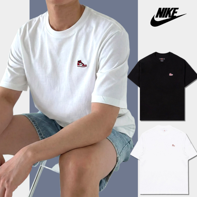 [당일발송] 나이키 NIKE 에어 조던 스니커즈 반팔 티셔츠 JORDAN 오버핏 여름 커플 반팔티 스포네틱 양말