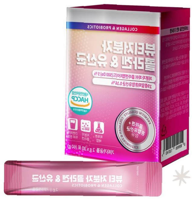 저분자 피쉬 콜라겐 펩타이드 유산균 분말 스틱 2g 30포 여성 피부 장 케어, 1개