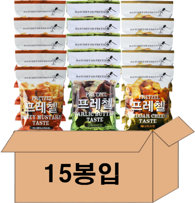 (다파니)프레첼 체다치즈맛+갈릭버터맛+허니향 머스타드맛 세트, 15개