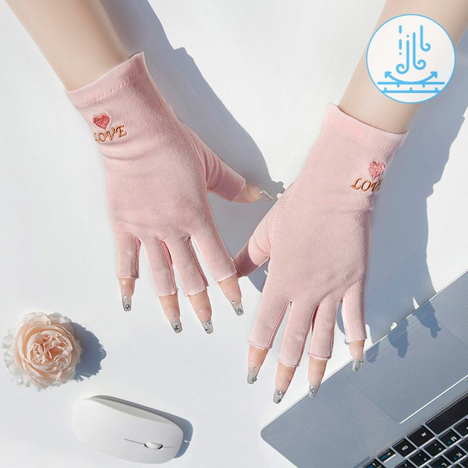 버라인 여성 자외선차단 손가락 반장갑, 핑크, 1개