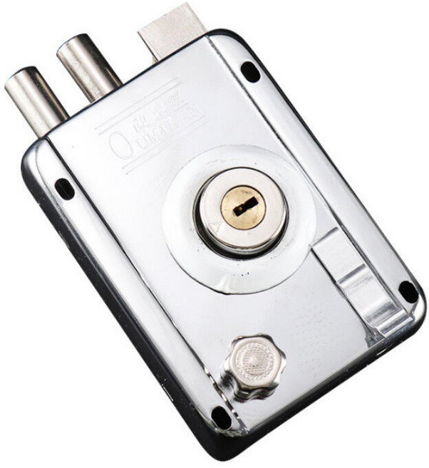 不銹鋼 三段鎖 雙鎖心 子母珠鎖匙 大門鎖【GE438】, 1個, A左開帶殼帶邊, 如圖