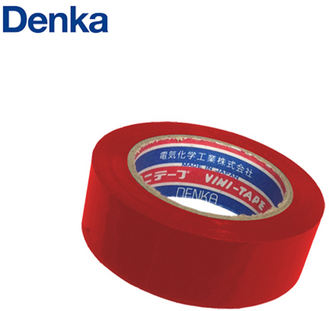 덴카 vini tape 일본산 칼라 PVC 배선 전기 절연 테이프 빨간색, 1개