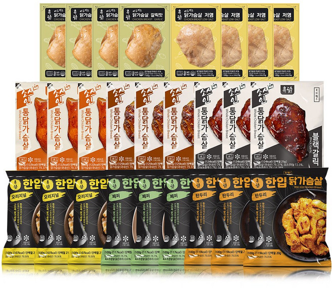 흑닭 소스 실온 한입 닭가슴살 맛보기 8종 26개 100g