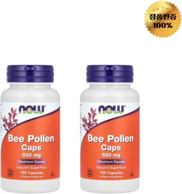 1+1 나우푸드 벌 꽃가루 캡슐 500mg 캡슐 100정, 2개 - 쿠팡