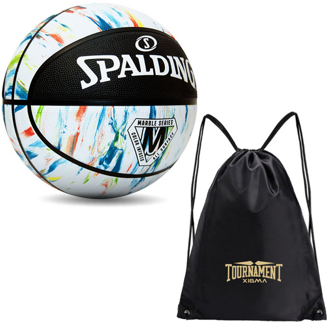마블시리즈 BLK 화이트 레인보우 농구공(84404Z), 공(84404Z),가방(TX530), 1세트
