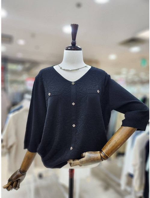 스테파니 포인트 단추 소매 벌집니트 N24NW4701