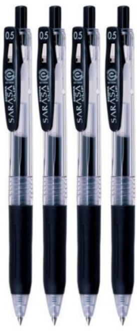 사라사 클립 볼펜 0.5mm, 블랙, 4개
