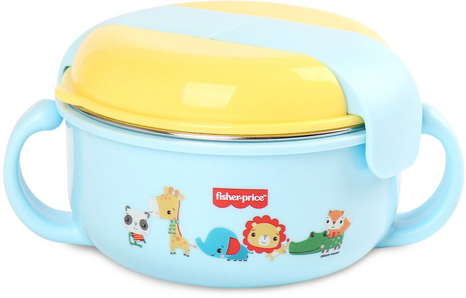 피셔프라이스 스테인리스 뚜껑 양손 푸드볼, 블루, 1개