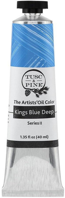 Tusc & Pine 아티스트 오일 페인트 - 티타늄 화이트 (아마씨) 40ml 황변 없음 풍부하고 크리미 한 일관성 최대 안료 부하 소량 가공 페인트 전문 아티스트, 1개(1개입), 킹스 블루 딥