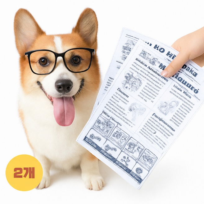롱퍼니 바스락신문지 강아지 장난감, 화이트&블랙, 2개