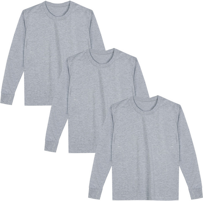 예스플러스 _국내산 베이직 고밀도 순면 긴팔면티 3P_손목시보리