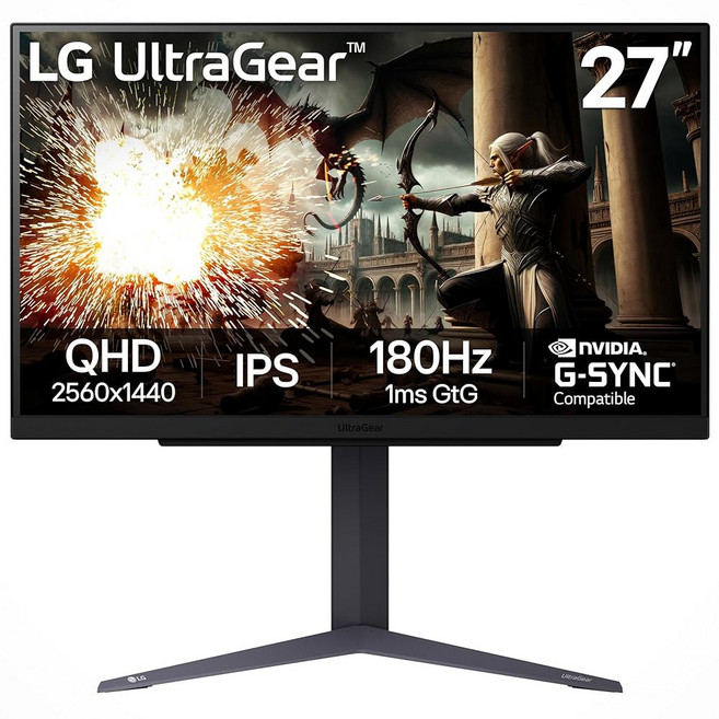 32인치 울트라기어 QHD 2560x1440 게이밍 모니터 180Hz 1ms IPS 디스플레이 HDR 400 NVIDIA G-SYNC 호환 AMD 프리싱크 VESA, 27 inch