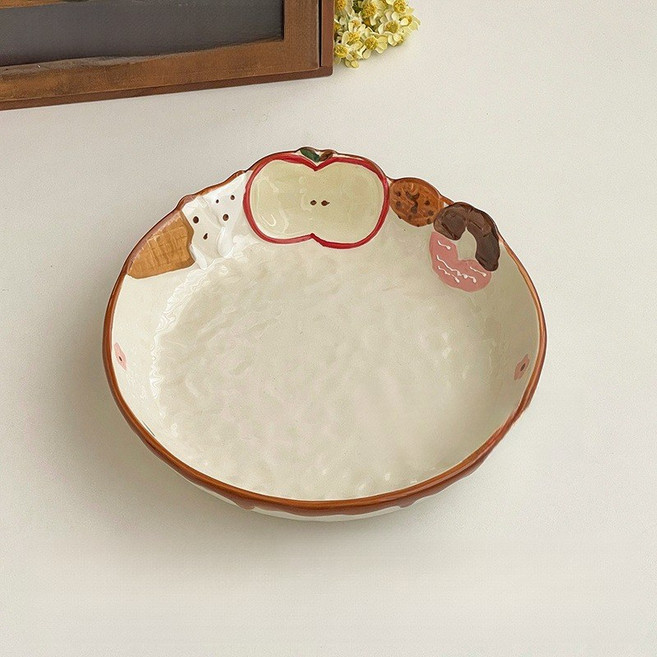 귀월미 홈카페 감성 도자기 디저트 접시 예쁜 과일 플레이트 브런치 아침 식사용 접시, 4