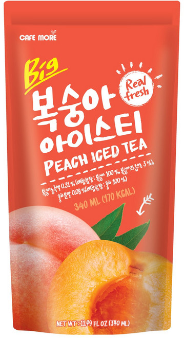 [카페모어] 빅 복숭아아이스티 (340ml ), 8개, 340ml