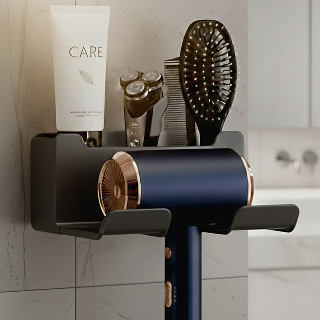 버니솔 튼튼한 드라이기 거치대 무타공 접착 수납형, 1개, 어반그레이