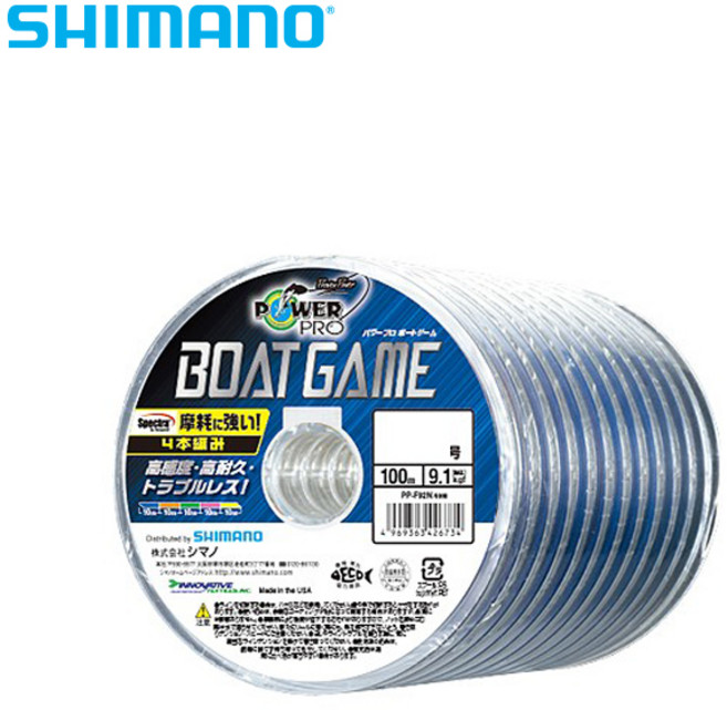시마노 PP-F92N 파워프로 보트게임 연결합사 100M 4합사 8호, 8.0호-426727, 1개