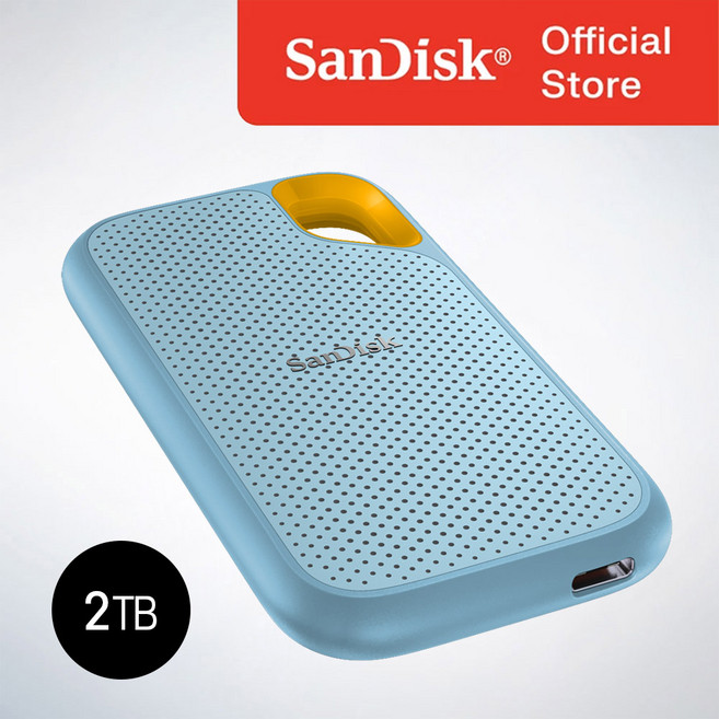 샌디스크 외장SSD Extreme 익스트림 방수 방진 휴대용 포터블 E61, 2TB, 스카이블루
