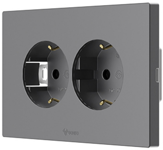 고네오 클래식 가로형 매입 2구 전기 콘센트 마그네슘 16A 250V 2구 매입콘센트, 1개