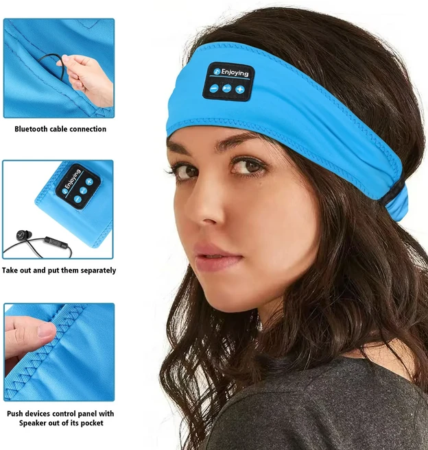 HYE 블루투스 이어폰 스포츠 슬리핑 헤드 밴드 탄성 무선 음악 아이 마스크, 01 China Mainland, 01 blue
