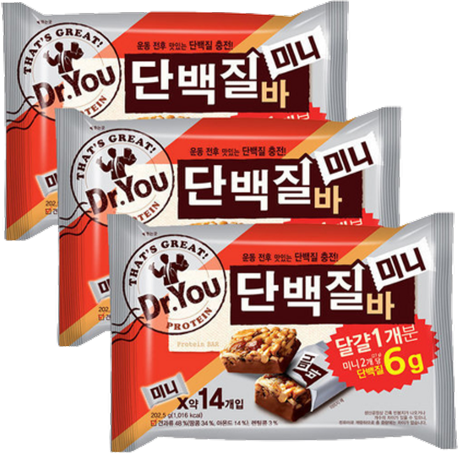오리온 닥터유 단백질바 미니 (202.5g) x3개, 202.5g, 3개