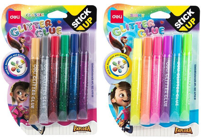 DELI 델리 반짝이풀 반짝이펜 메탈릭 꾸미기 6색세트, 일반6색 71101, 1개