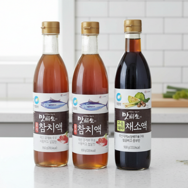 맛선생 꽃게 참치액 950g x 2병 + 구운대파 채소액 950g, 3개