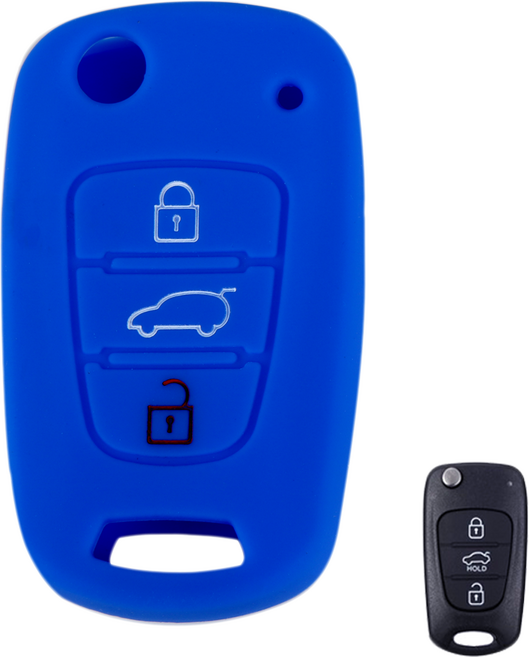 이너스 현대 기아 호환 3버튼 폴딩키 실리콘 차키 케이스 YF소나타 아반떼 MD HD i30 투싼 싼타페 벨로스터 k5 k7 스포티지r 쏘렌토r 포르테 쏘울 레이 모닝, blue