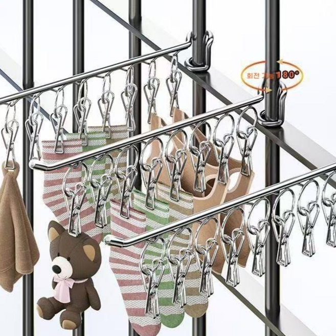 다용도 양말걸이 양말건조대 세탁박스거치대 양말걸이 양말집게걸이건조대 속옷빨래걸이 빨래양말건조걸이 속옷건조대접이식 양말빨래걸이화이트 빨래집게 양말건조대집게, 1개, 은색