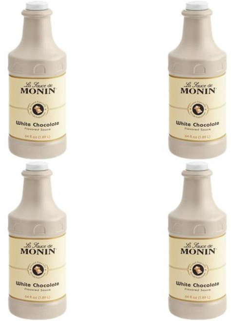 Monin 화이트 초콜릿 향미 소스 - 플라스틱 병 1.89L 4개, 7세트, 7.5L