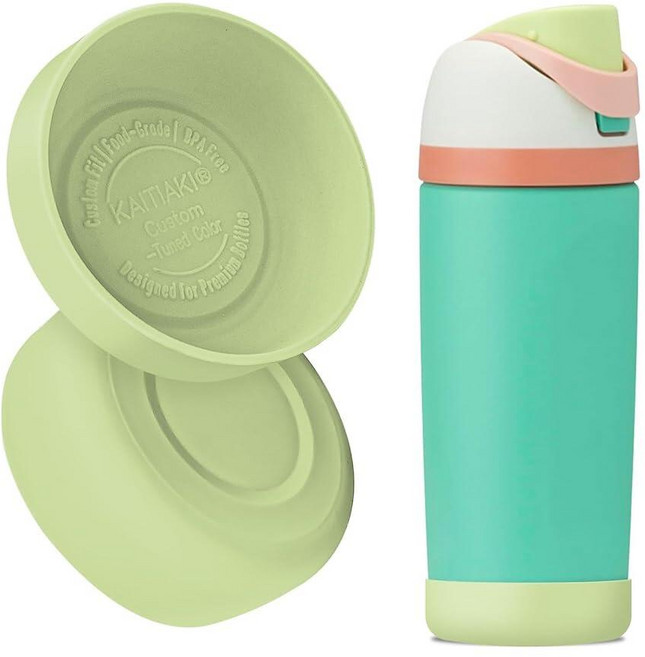 Kaitiaki 2Pcs Silicone Bottle Boot for Owala Kids Water Bottles Compatible with FreeSip 16oz 12oz, Crazy Chameleon