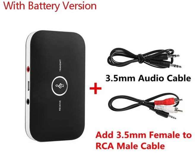 블루투스 오디오 송수신기 RCA 3.5MM AUX USB 무선 음악 전송 스테레오 어댑터, 블루투스 v5.0, with RCA cable 1