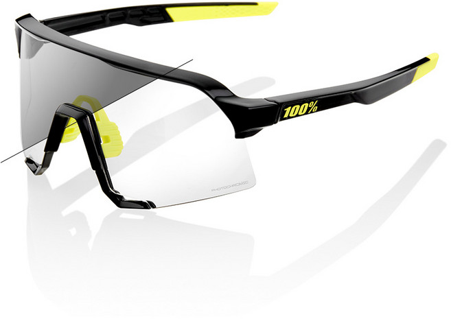 100% S3 글로스 블랙 포토크로믹(변색) 렌즈 클리어/스모크, 1개